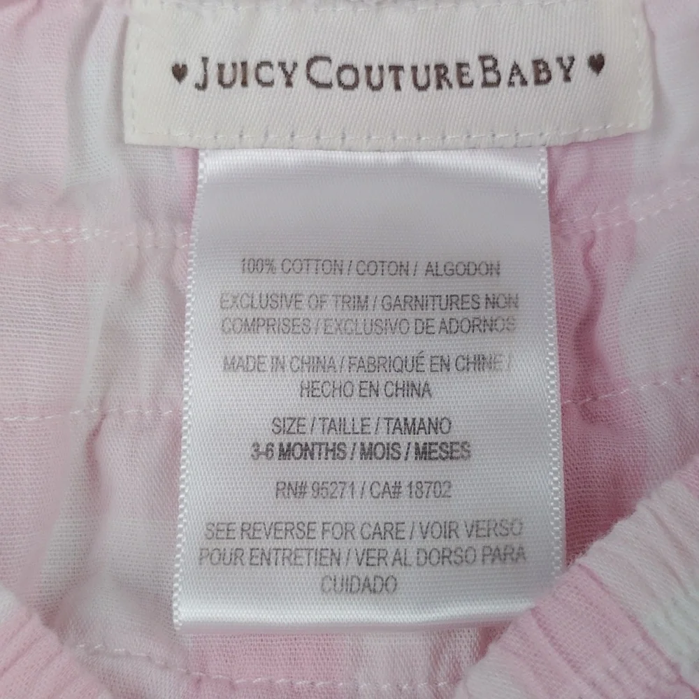 Juicy Couture Light Pink Gingham Ruffled Dress And Pants Set.